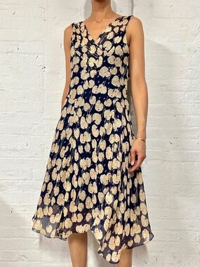 DIANE VON FURSTENBERG Dita Printed Metallic Fil Coupé Georgette Dress In Navy